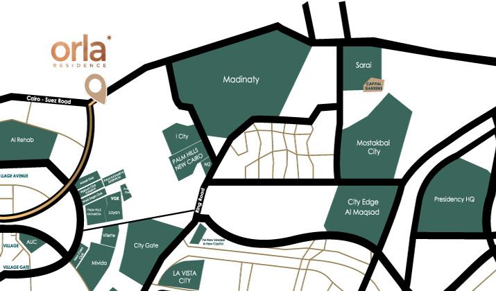 Location of Orla Residence New Cairo