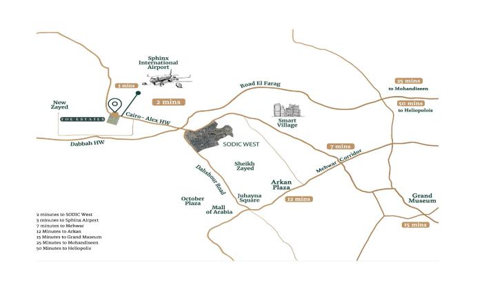 Location of The Estates New Zayed Compound by Sodic