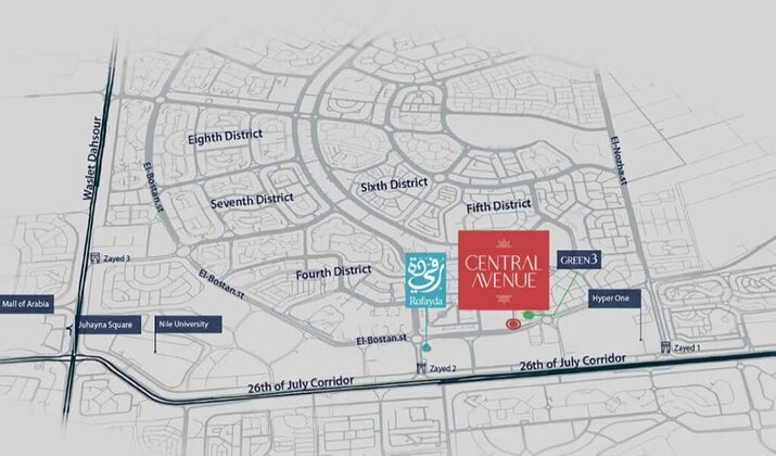 Location of Central Avenue Sheikh Zayed