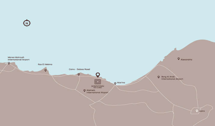 Location of Downtown El Alamein