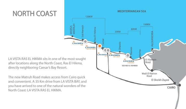 Location of La Vista Ras El Hekma North Coast