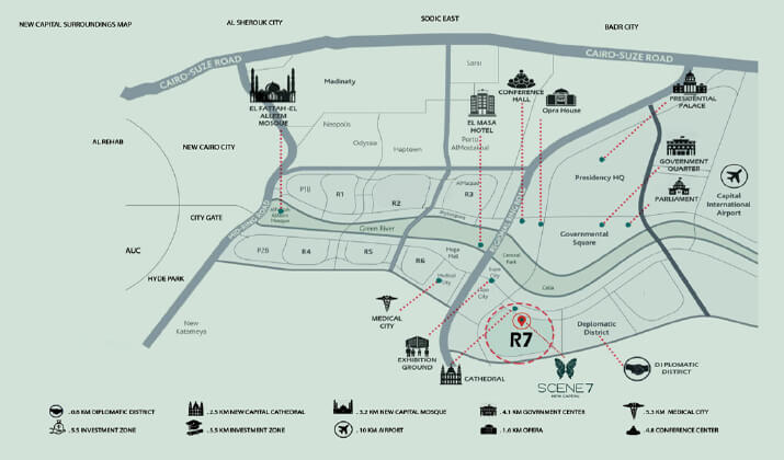 خريطة كمبوند سين سيفين العاصمة الادارية