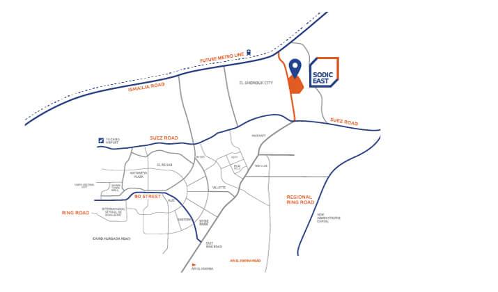 موقع كمبوند سوديك ايست التجمع الخامس