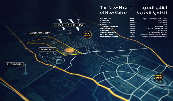 موقع كمبوند مونتي نابوليوني المستقبل سيتي