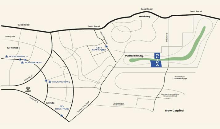 موقع كمبوند اليفا ماونتن فيو المستقبل سيتي