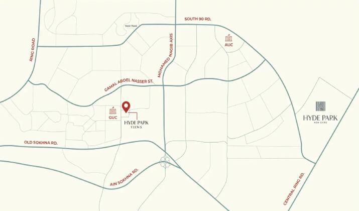 موقع كمبوند هايد بارك فيوز القاهرة الجديدة