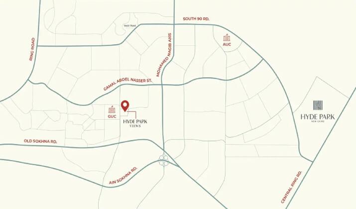 موقع كمبوند هايد بارك فيوز القاهرة الجديدة